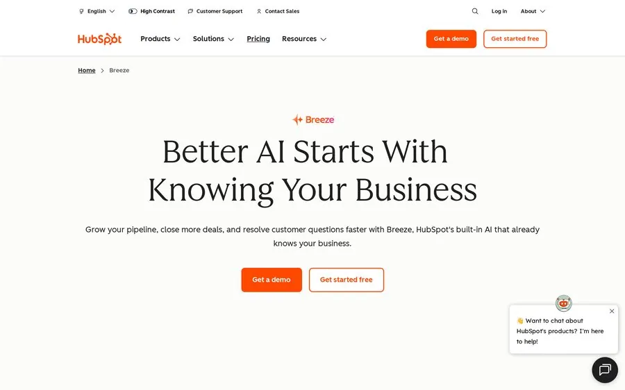 HubSpot AI product screenshot